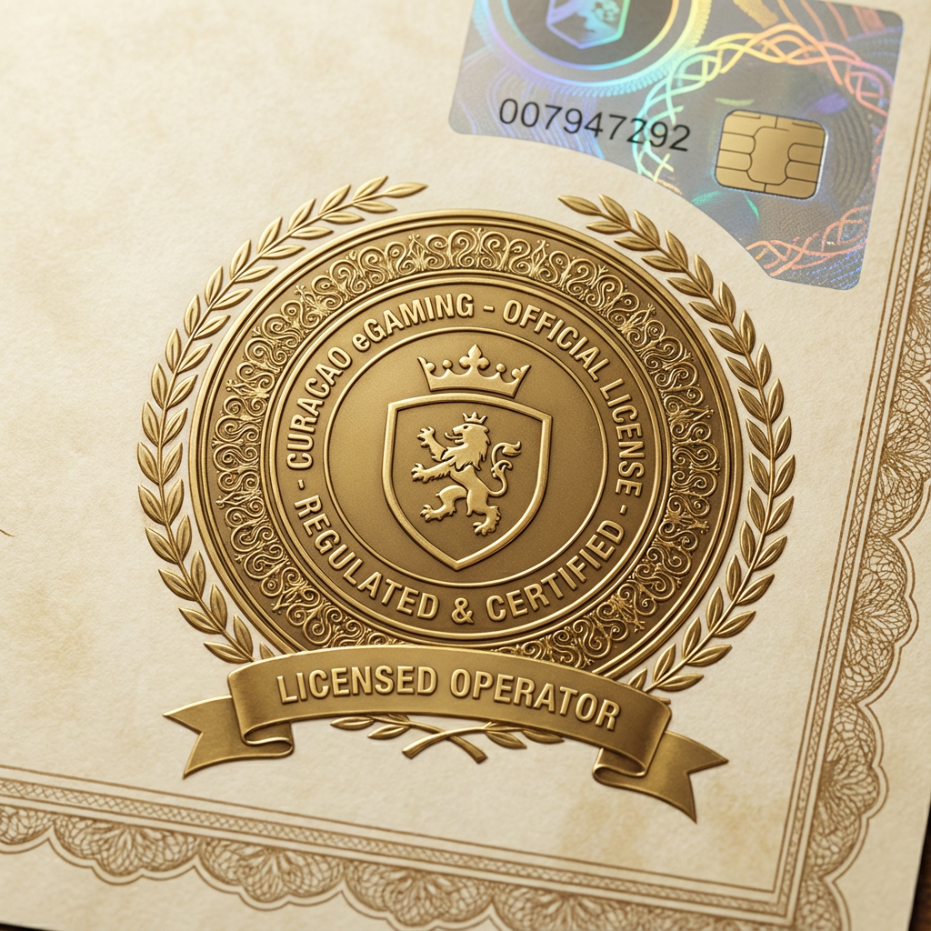 Selo oficial de licença Curaçao eGaming certificado e regulamentado